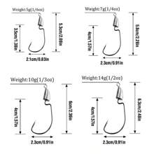 10Pcs 5G/7G/10G/14G Offset Worm Hooks Stainless Steel Bullet Jig Head Fishing Hooks Barbed Weedless Lead Head Fishhook