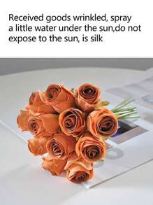 12支黃色仿真玫瑰花,浪漫情人節玫瑰假花家居裝飾綢花仿真花