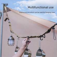 1條卡其色多功能戶外掛繩,帶有黑色收納帶,24個孔,適用於帳篷掛和收納 - 卡其色 - 查看 4