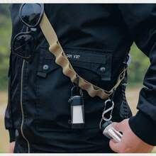 1條卡其色多功能戶外掛繩,帶有黑色收納帶,24個孔,適用於帳篷掛和收納 - 卡其色 - 查看 7