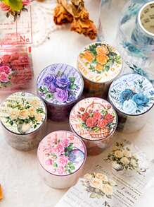 1捲玫瑰浪漫詩歌系列復古花卉裝飾寵物白墨水膠帶,用於剪貼簿,隨機設計 - 彩色 - 查看 4