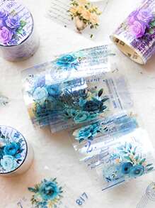 1捲玫瑰浪漫詩歌系列復古花卉裝飾寵物白墨水膠帶,用於剪貼簿,隨機設計 - 彩色 - 查看 5