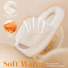 Women Slippers Soft Comfy Relax Fluffy Slippers Open Toe Non-slip House Slippers for Indoor Outdoor - trắng - Xem 2