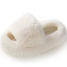 Women Slippers Soft Comfy Relax Fluffy Slippers Open Toe Non-slip House Slippers for Indoor Outdoor - trắng - Xem 6