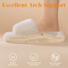 Women Slippers Soft Comfy Relax Fluffy Slippers Open Toe Non-slip House Slippers for Indoor Outdoor - trắng - Xem 4
