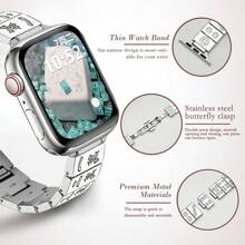 1入麻將風格鋅合金錶帶,適用於38/40/41/42/44/45/49mm 蘋果手錶ultra2/se/9/8/7/6/5/4/3/2/1 - 黑色 - 查看 3