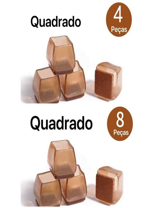 Kit Protetor de Silicone e Feltro Para Pé de Cadeira(retondo e quardrado)