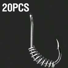 20Pcs High Carbon Steel Spring Hook Barbed Swivel Carp Jig Fly Fishing Hooks with Hole
