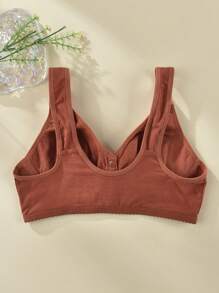 Women's Front Closure Wireless Comfortable Stretch Tank Bra, Neon Orange - Burnt Orange - View 5
