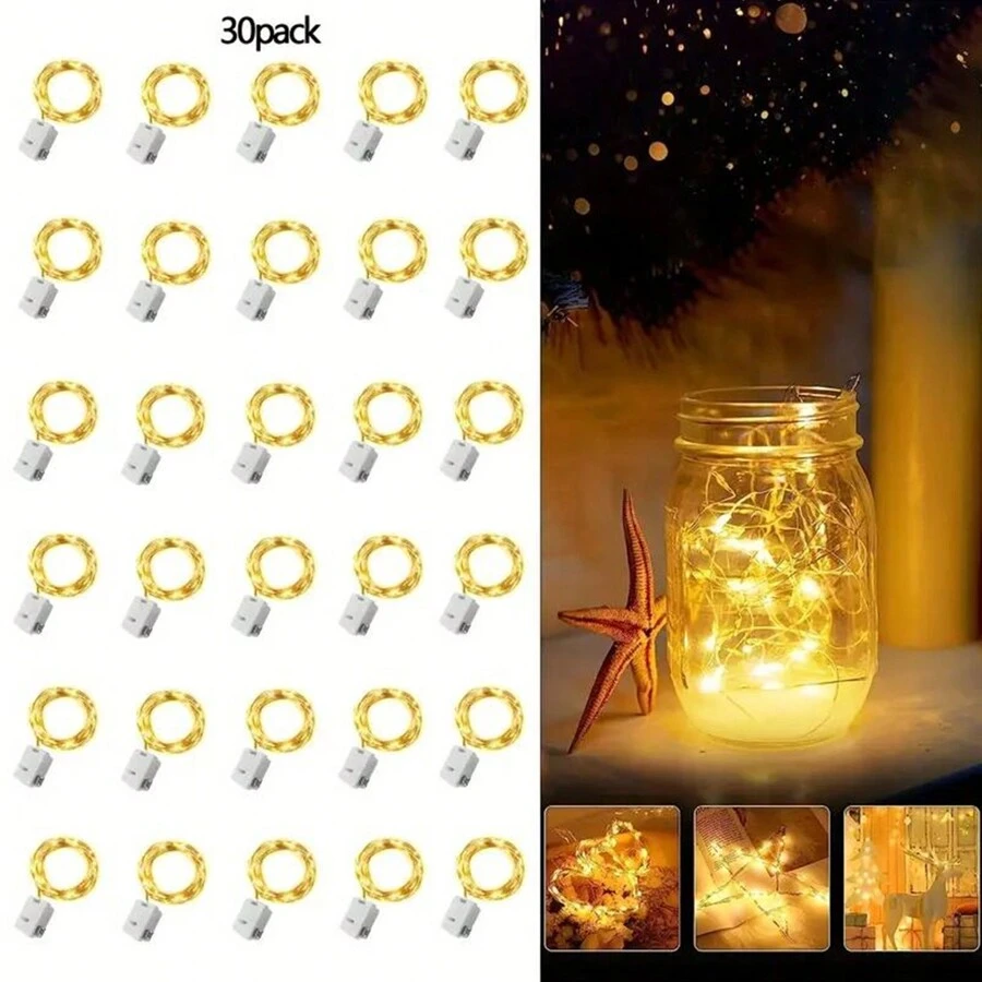 1/8/15/30pcs luminescent copper wire light string lr44 battery box beautiful dream light string gift box decorative light - Multicolor - View 1