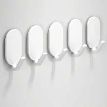 5入組強力粘貼式掛鉤,無需鑽孔,適合浴室和廁所,輕鬆將毛巾掛在牆壁或門上,不留痕跡