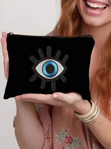 邪恶之眼化妆包化妆品收纳包洗漱用品收纳袋拉链手提包多功能洗漱包度假浴室用品女士包包、夏季包包、斋月包包、化妆包、钱包、书包