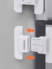 2入組白色安全鎖,自黏貼式不須鑽孔防開啟、防卡扣安全鎖,適用於冰箱、抽屜、飲水機、櫥櫃等地方 - 白色 - 查看 5