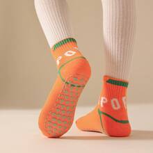 5對/組春秋防滑幼兒襪,適用於男女幼童,中筒襪,瑜伽、蹦床、遊樂場所及親子早期教育等室內防滑襪子