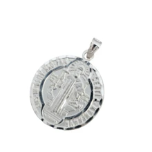 Poderosa medalla san benito plata sólida .925 - Plateado - Ver 5