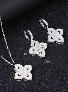 1set Black Rhinestone Decorated Necklace And Earrings Set - Black - View 2