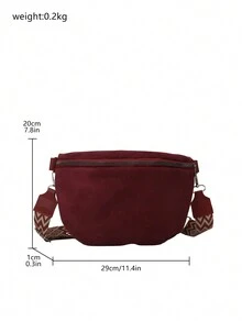 女士大容量胸包,休閒純色斜挎包,簡約時尚腰包,多功能通勤肩背包,腋下包聖誕禮物包 聖誕快樂 - 酒紅色 - 查看 2