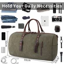 Travel Bag Men Canvas Leather Weekender Men Large Unisex Vintage Sports Bag Duffle Bag Hand Luggage For Women & Men - 綠色 - 查看 3