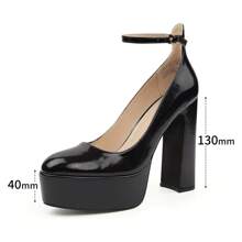 JENN ARDOR Women's Platform Heels Chunky Block Heel Closed Toe Ankle Strap High Heels - 黑色 - 查看 5