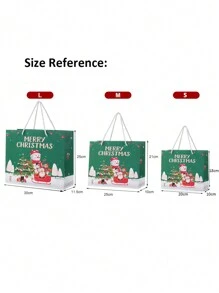 5 件裝綠色雪人聖誕禮物袋聖誕禮品袋卡通紙禮品包裝袋帶手柄適合聖誕節 - 綠色-雪人 - 查看 2