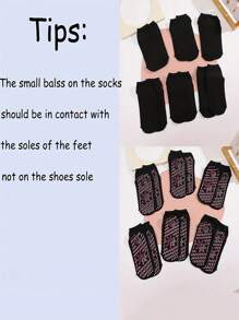 Sports Outdoor 6 Pairs Women's Self-Heating Thermal Socks For Outdoor Activities, Cycling, Warm Fleece Floor Socks, Thermo Warmer Toe Massaging Socks, Sweat-Absorbing Mid-Calf Sports Socks - Black - View 7