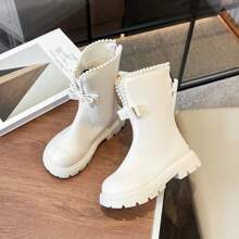 女童中筒靴,秋冬新品,時尚蝴蝶結,兒童靴,小女孩演出皮靴