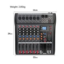 Bomge Ct6s Mezclador De Audio Profesional Dj Sistema De Consola De Mezcla Con Interfaz De 6 Canales Digitales, Usb, Mp3, Entrada De Computadora, Alimentación Phantom De 48v, Efectos De Reverberación Incorporados, Color Negro - Negro - Ver 6