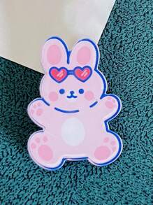 Rabbit Shaped Brooch With Pink Heart Detail - Multicolor - View 1