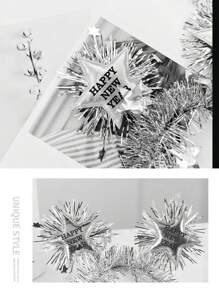 1只「happy New Year」銀色星形髮箍,帶有亮光線和英文字母設計,適用於派對和演出配飾 - 銀色 - 查看 7