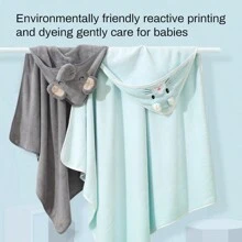 1 件新品珊瑚絨加厚連帽浴巾,可愛卡通超柔軟吸水包裹布 - 粉色 - 查看 3