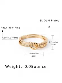 FICCINO Ficcin心形繩扣鍍金戒指鑲有氧化鋯,可調整開放式戒指,適用於女性日常佩戴配件,附贈禮品盒的周年/假日禮物 - 789r - 查看 3