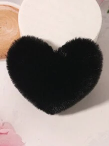 1 pieza Llavero/Accesorio para bolso con pompón de piel de conejo sintética con forma de corazón, accesorio para San Valentín, accesorios para coche, escuela, lindo, gótico, Y2K - Negro - Ver 5