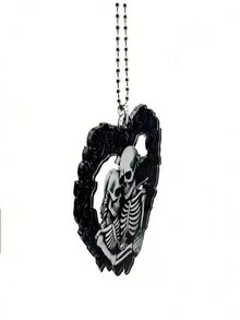 1pc New Design Heart Skull Car Pendant, Rearview Mirror Hanging Decoration, Home Ornament Keychain Backpack Accessory - Multicolor - View 3