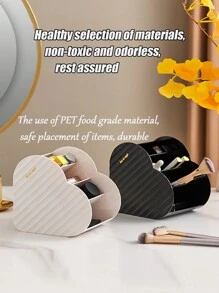 1個創意心形多格化妝品收納盒,適用於梳妝台、口紅、化妝刷、珠寶存放,透明辦公桌檯面收納盒 - 彩色 - 查看 7