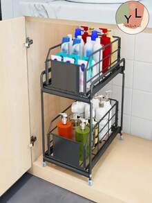 Estante de Almacenamiento de Metal con Cesta de Almacenamiento Deslizante - Multicolor - Ver 1