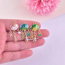 1個海洋主題貝殼和海螺形手工珠寶吊墜,適用於製作項鍊、耳環 - 彩色 - 查看 2