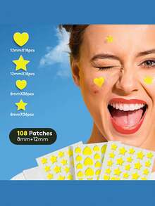 Mụn Patch Nổi mụn Patch , Vàng Tim & Hình ngôi sao Mụn Hấp thụ Che phủ Patch , Mụn Đối với Mặt Patch Mụn Dấu chấm , Với Cây chè Dầu Và Rau má Dầu - Màu vàng - Xem 3