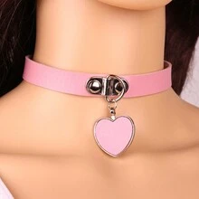 1 件女士 Pu 皮革朋克哥德式愛心吊墜項圈帶可調節金屬環,適合日常、派對、酒吧和表演