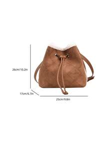 1 件装毛绒单肩女包绒面水桶包大容量时尚斜挎包