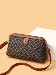 Vintage Retro 1 mảnh trang trí hoa tương phản, phong cách retro, túi đeo chéo thời trang, thích hợp cho phụ nữ sử dụng khi đi du lịch hàng ngày - màu nâu - Xem 2