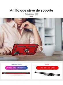 Funda Uso Rudo Para Oppo A58 Con anillo Capitan - Rojo - Ver 4