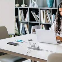 Cargador Usb Multi-puerto De 10 Puertos Carga Rápida Para Teléfonos Inteligentes, Tabletas, Computadoras Portátiles Y Más - Adaptador Universal Para Múltiples Dispositivos - Blanco - Ver 8