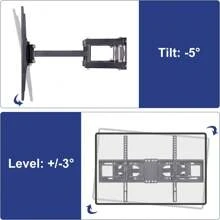 Support Mural TV 32-65 Pouces -Fixation Murale TV Peut Contenir Jusqu'à 35KG, Accroche Television Mural Orientable,Incline et Étend, Support Vesa pour TV Plat,VESA 600x400mm