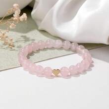 1件女士治療手環，焦慮寶石珠寶治療石粉晶手鍊，減壓瑜珈手珠，七輪手鍊，女性禮物