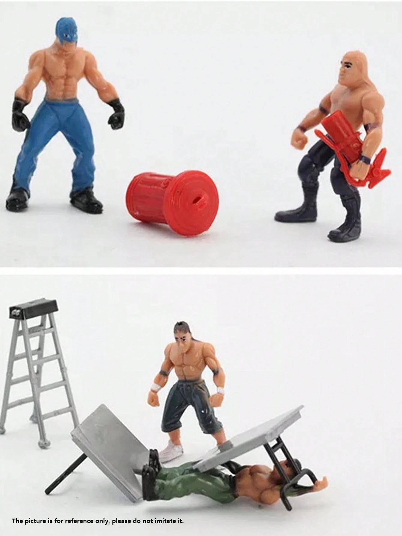 12pcs Wrestling Action Figures Playset With Hexagonal Wrestling Ring