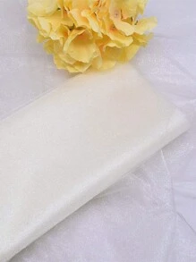 1卷48*500cm米白色蕾絲卷筒織物捲,透明蕾絲水晶雪紗軟紗適用於家庭婚禮裝飾、嬰兒淋浴、襯衫工藝diy,透明水晶婚禮雪紗捲布適用於婚禮拱門、椅子diy裝飾、飯店派對、節日佈置供應品