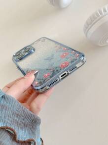 1入組新的漸變閃粉蝴蝶設計全保護硅膠手機殼,適用於蘋果/三星/小米/紅米/oppo/vivo/huawei/moto - 藍色 - 查看 5