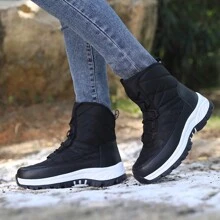 女性雪地靴,女性高幫運動濃烈香調鞋,戶外滑雪靴子,小腿中部短靴,加厚濃烈香調冬天靴子 - 黑色 - 查看 9
