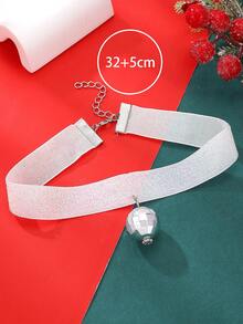 1入聖誕節面料迪斯科球吊墜項鍊,適用於女性日常穿搭