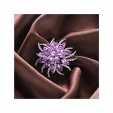 紫色水钻水晶花束花朵胸花围巾夹胸针别针女士女孩服装装饰 - 紫色 - 查看 1